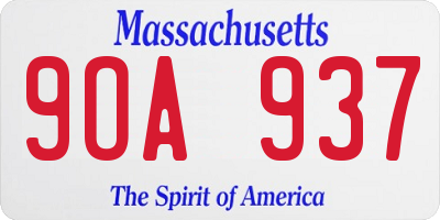 MA license plate 9OA937