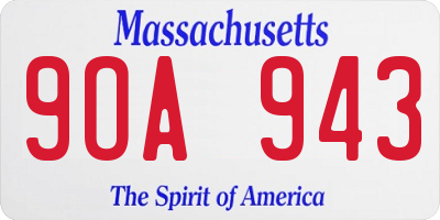 MA license plate 9OA943