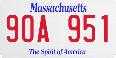 MA license plate 9OA951