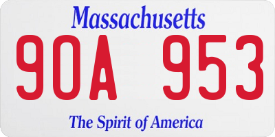 MA license plate 9OA953