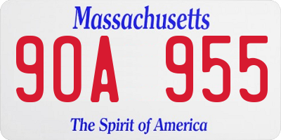 MA license plate 9OA955