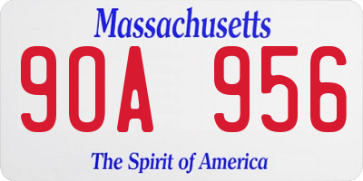MA license plate 9OA956