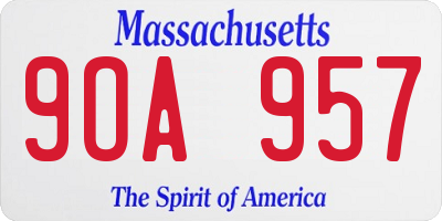 MA license plate 9OA957