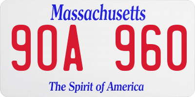 MA license plate 9OA960