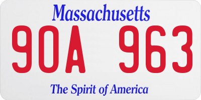 MA license plate 9OA963