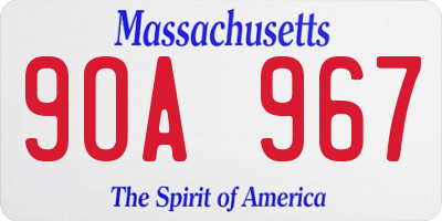 MA license plate 9OA967