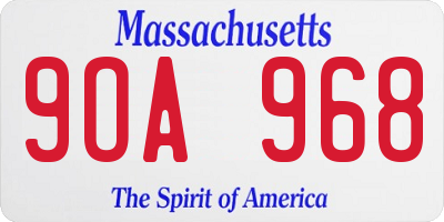 MA license plate 9OA968