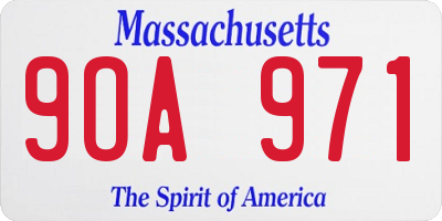 MA license plate 9OA971