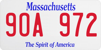 MA license plate 9OA972