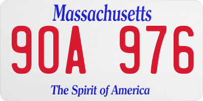MA license plate 9OA976