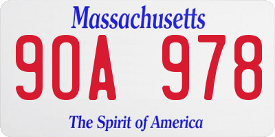 MA license plate 9OA978