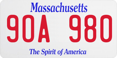 MA license plate 9OA980