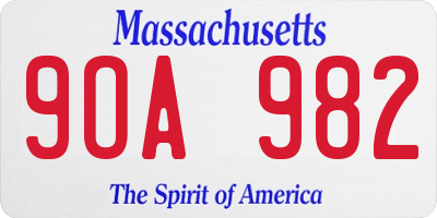 MA license plate 9OA982