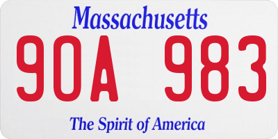 MA license plate 9OA983