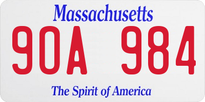 MA license plate 9OA984