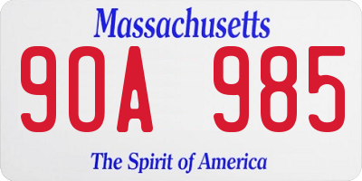 MA license plate 9OA985