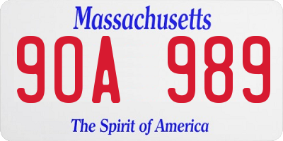 MA license plate 9OA989