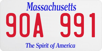 MA license plate 9OA991