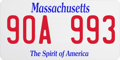MA license plate 9OA993