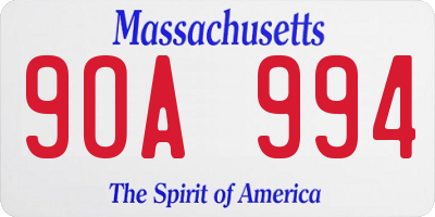 MA license plate 9OA994