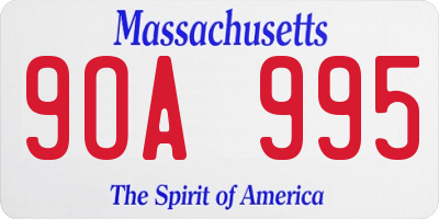 MA license plate 9OA995