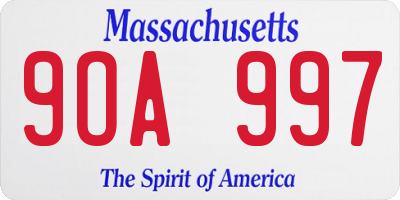 MA license plate 9OA997