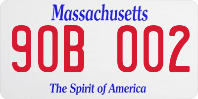 MA license plate 9OB002
