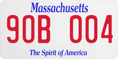 MA license plate 9OB004