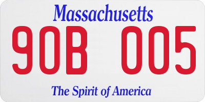 MA license plate 9OB005