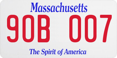 MA license plate 9OB007