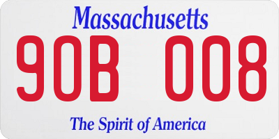MA license plate 9OB008