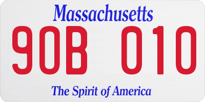 MA license plate 9OB010