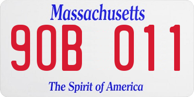 MA license plate 9OB011