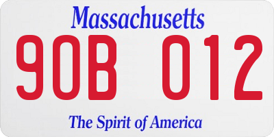 MA license plate 9OB012