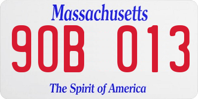 MA license plate 9OB013