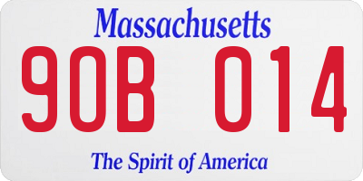 MA license plate 9OB014