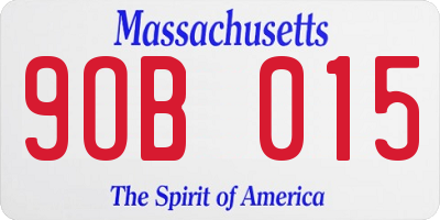 MA license plate 9OB015