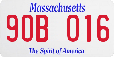 MA license plate 9OB016