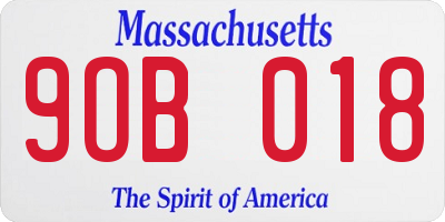 MA license plate 9OB018