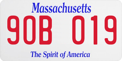 MA license plate 9OB019