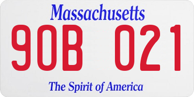 MA license plate 9OB021