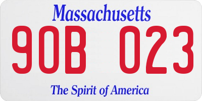 MA license plate 9OB023