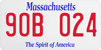 MA license plate 9OB024