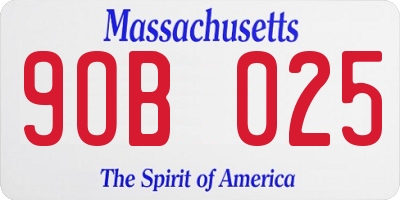 MA license plate 9OB025