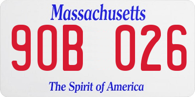 MA license plate 9OB026