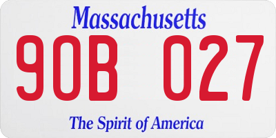 MA license plate 9OB027