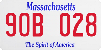 MA license plate 9OB028