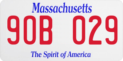 MA license plate 9OB029