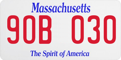 MA license plate 9OB030