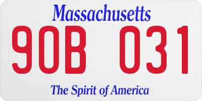 MA license plate 9OB031